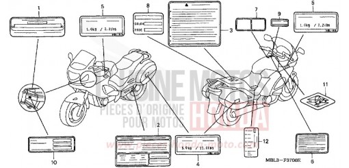 ETIQUETTE DE PRECAUTIONS NT650VW de 1998